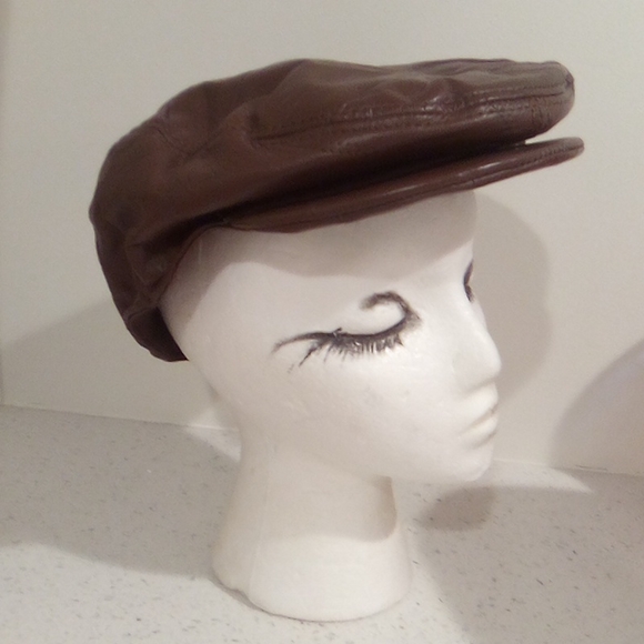 Vintage Brown Leather Patchwork Driving Cap - Picture 3 of 12